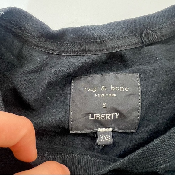 Rag & Bone x Liberty T-Shirt Design Black Womens Medium Short Sleeve XXS L63-26 - Picture 5 of 6